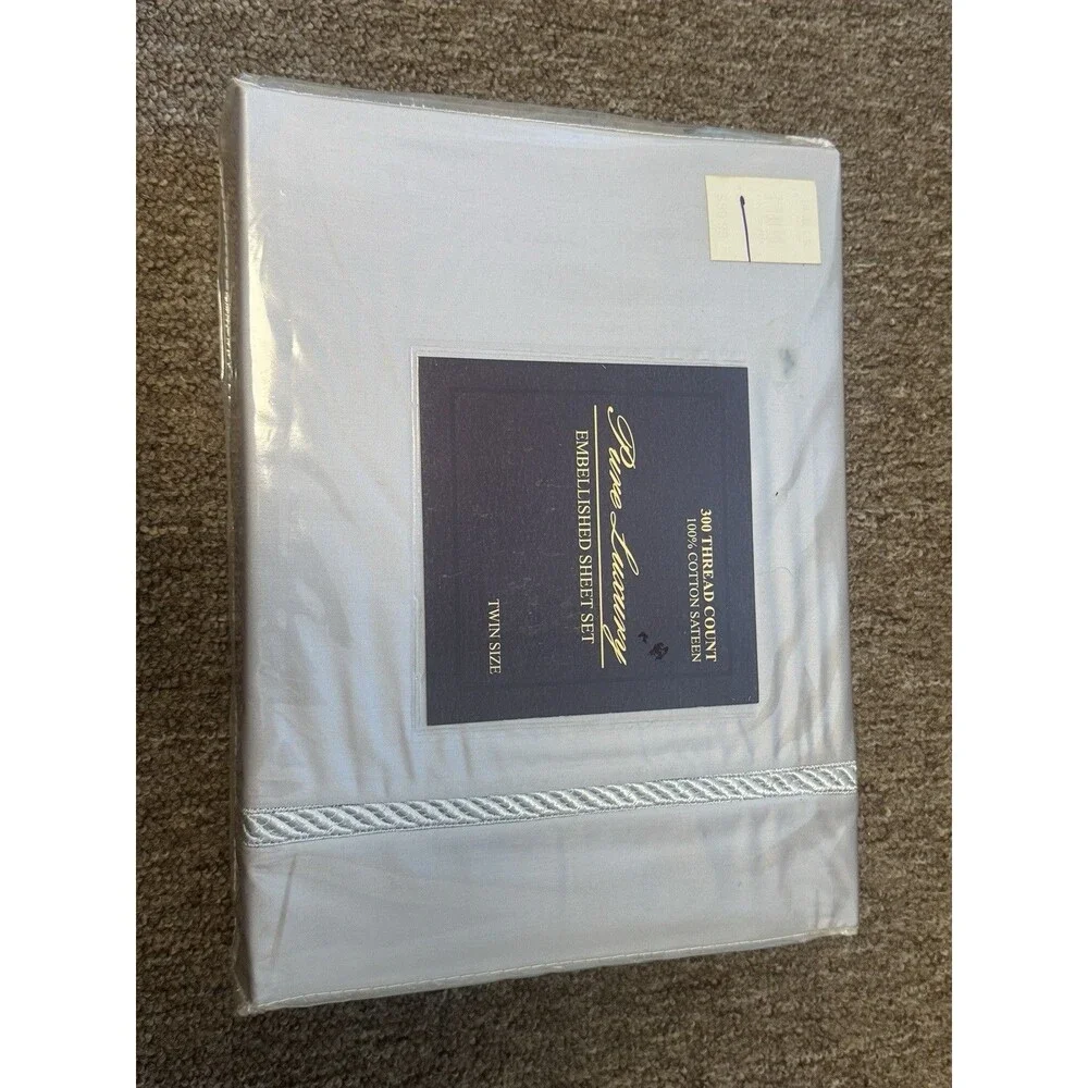 Pure Luxury Embellished Twin Sheet Set NIB Grey Twin Size Bed Sheets